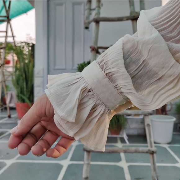 Sheer Off-white Button Down Shirt - Picture 2 of 4